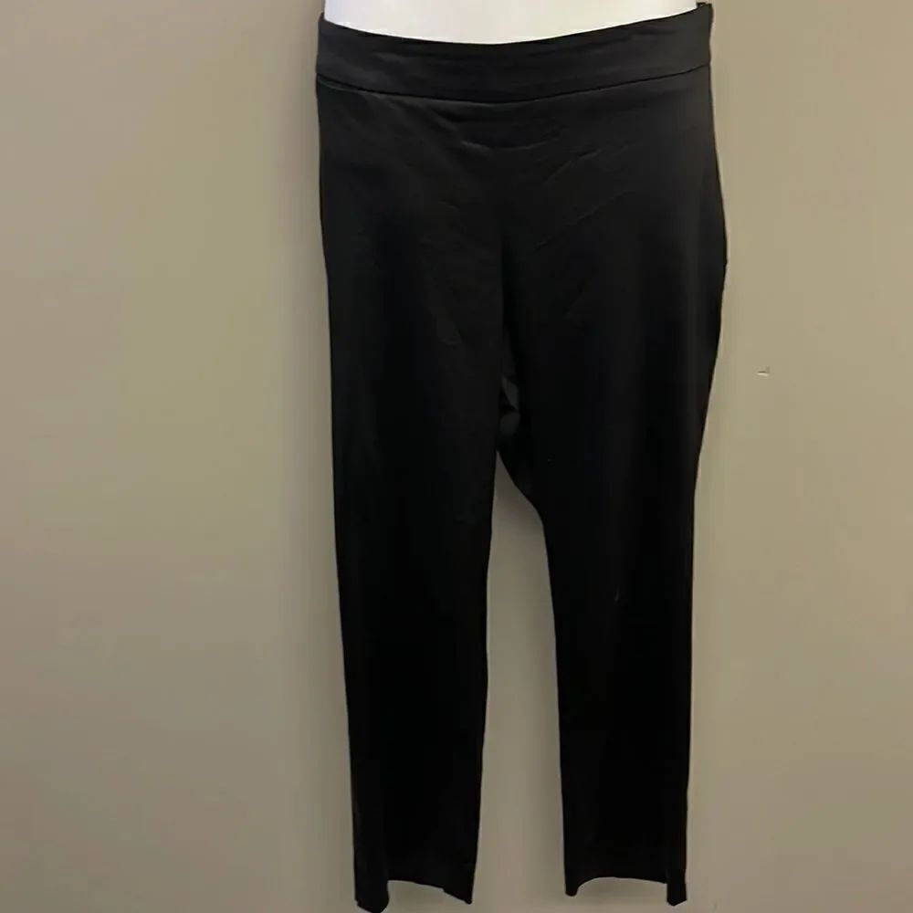 Talbots Black Faux Leather Curvy Petite Leggings w/ Side Closure- Size 14 Petite